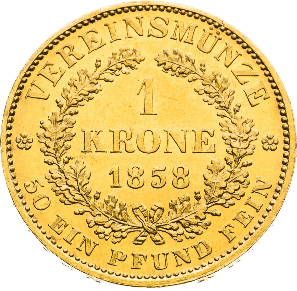 Spolková koruna 1858 - revers