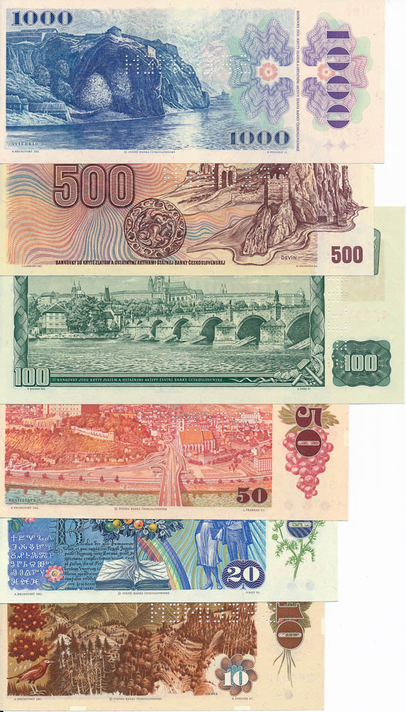Sada perforovaných bankoviek (6 ks) - reverz
