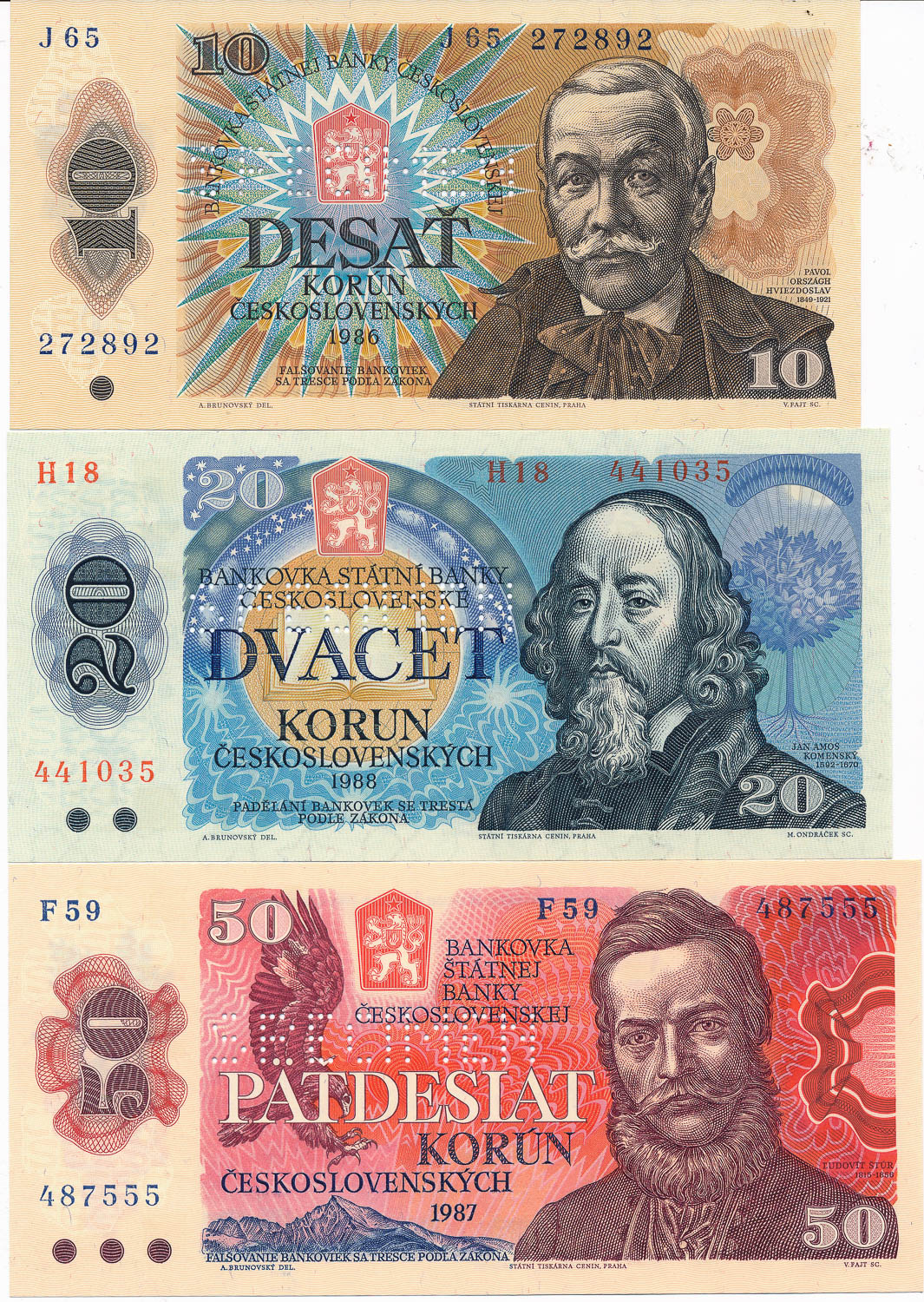 Perforated banknote set (6 pcs) - front