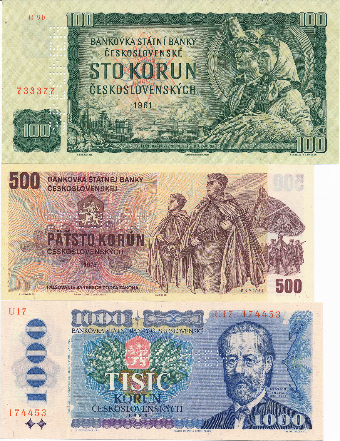 Perforated banknote set (6 pcs) - back