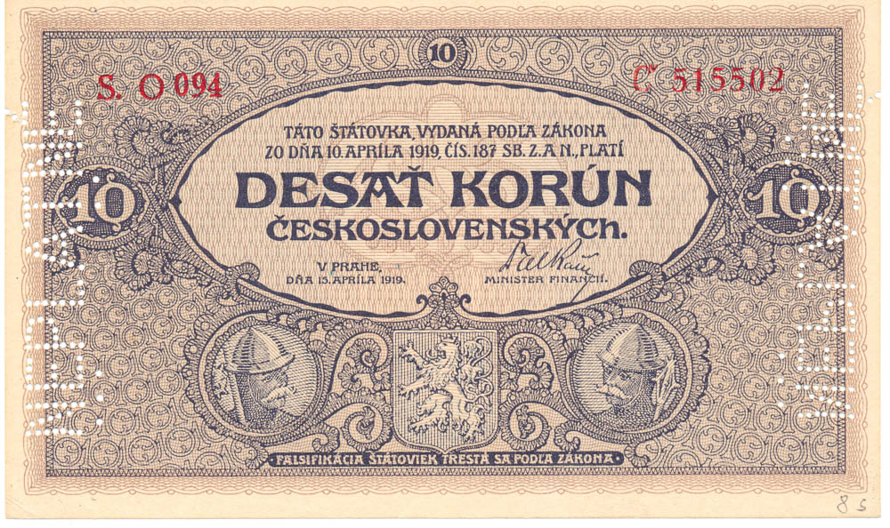 10 Koruna 1919 (bank specimen) - front