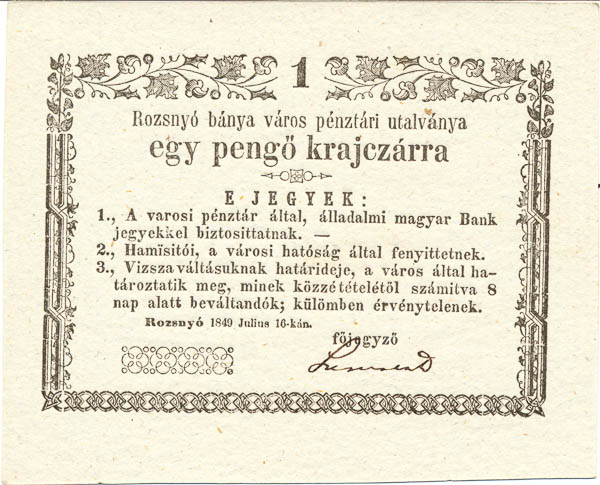 Grajciar 1849 - averz