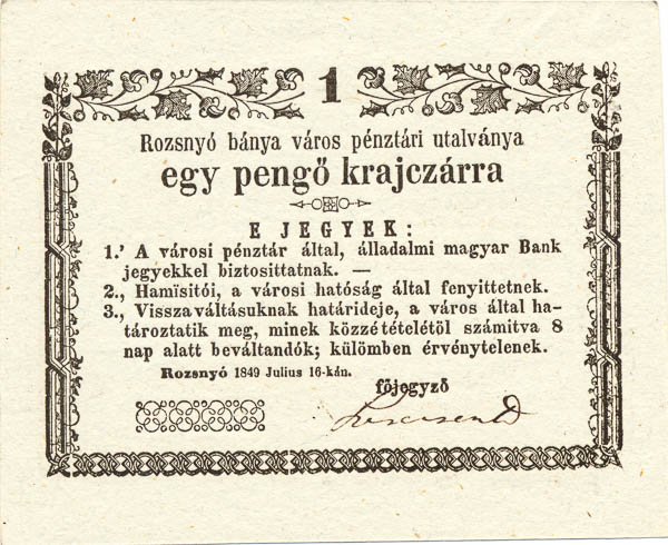 Grajciar 1849 - averz