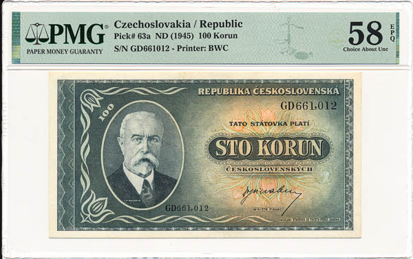 100 Kčs (1945) GD - averz