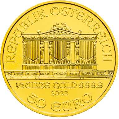 Gold coin Wiener Philharmoniker 1/2 ounce - back