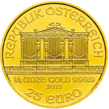 Gold coin Wiener Philharmoniker 1/4 ounce - back