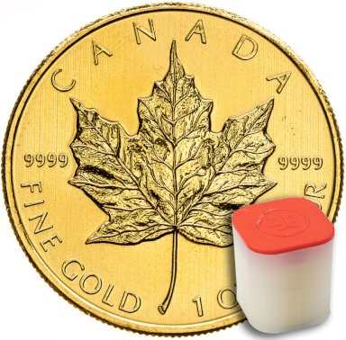 Gold coin Maple Leaf 1 ounce - pack of 10 - front