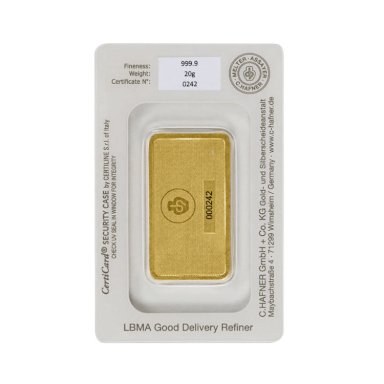 Gold bar C. Hafner 20 g - back
