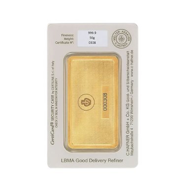 Gold bar C. Hafner 50 g - back