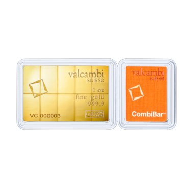 Zlaté slitky Valcambi CombiBar 10 x 1/10 oz - avers
