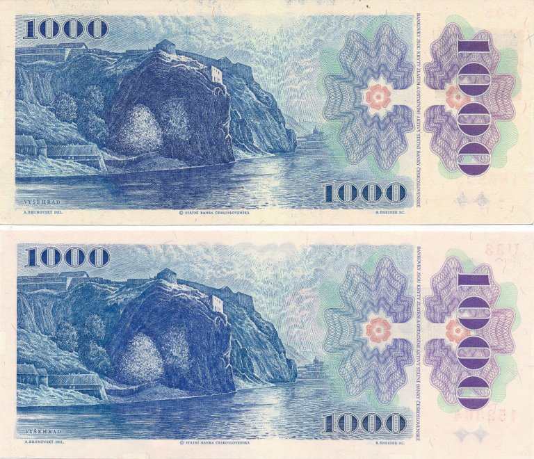 1000 Koruna 1985/1993 (2 pcs) (2)