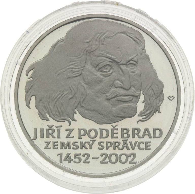 200 Kč 2002 Jiří z Poděbrad - stříbrné pamětní mince ČNB - avers